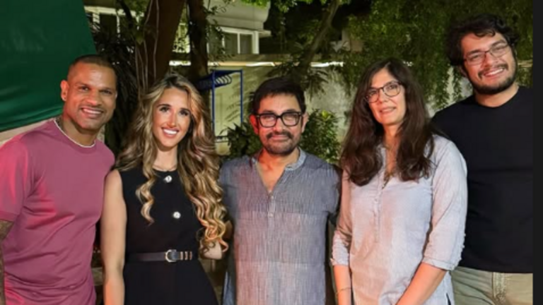 Aamir Khan, girlfriend Gauri Spratt, his son Junaid spend a ‘beautiful evening’ with Shikhar Dhawan, Sophie Shine: Pic | Bollywood